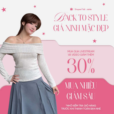DOTTIE - Áo trễ vai vải thun gân - Beige - T1010