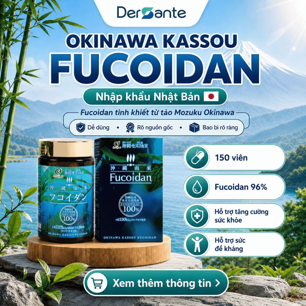 Viên Uống Tảo Okinawa Genki Fucoidan Nhật Bản Tăng Cường Miễn Dịch Khỏe Mạnh Hộp 150 Viên