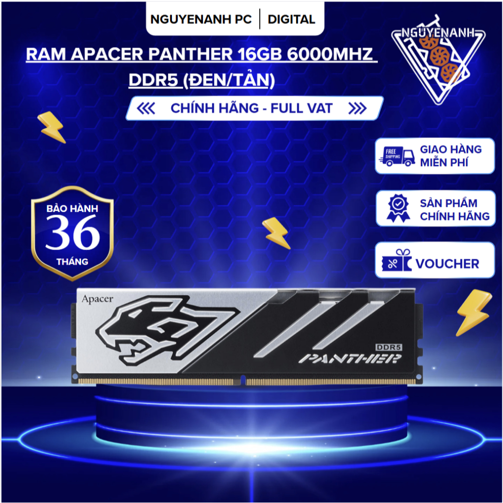 [Full Vat] RAM APACER PANTHER 16GB 6000MHZ DDR5 (ĐEN/TẢN) - bh 36 tháng