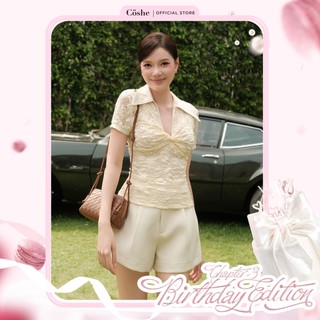 COSHE DAHLIA TOP – Áo kiểu cổ sơ mi phối ren sang trọng