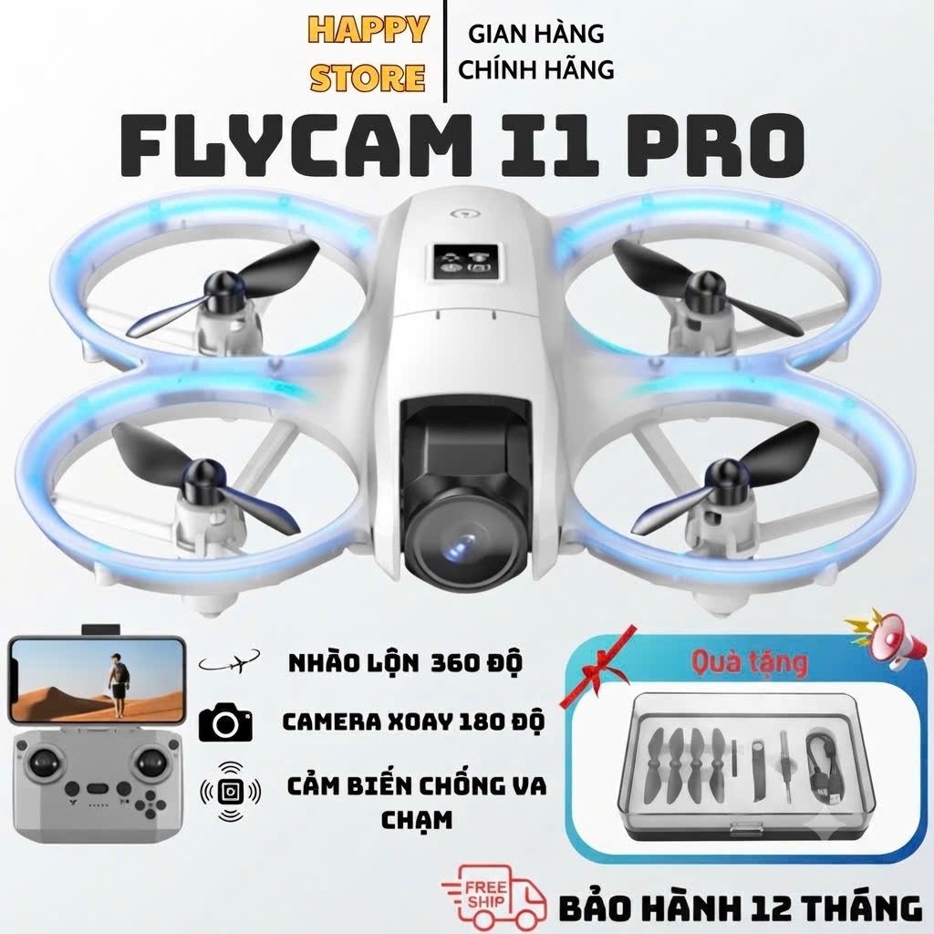 Flycam i1 Pro, chính hãng, chống rung, điều khiển từ xa, pin lâu, giá rẻ bất ngờ, Plycam