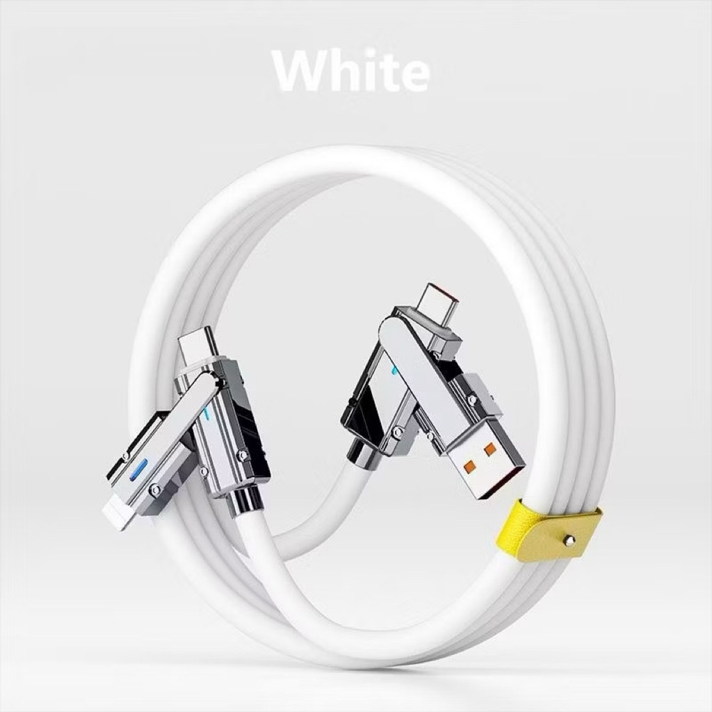 Cáp sạc nhanh đa năng 4 trong 1 (2 ra 2)4 đầu cắm linh hoạt gồm cả cổng USB-A, USB Type-C và Lightni