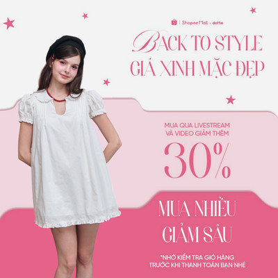 DOTTIE - Đầm cổ lá sen tay phồng - Trắng - D0745