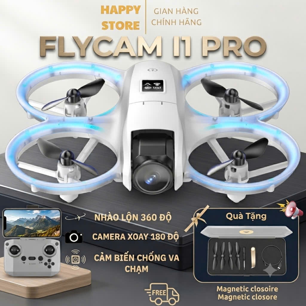 Flycam mini giá rẻ, i1 pro, Cảm biến giữ vị trí, Nhào lộn 360 độ, Camera siêu nét, Drone mini