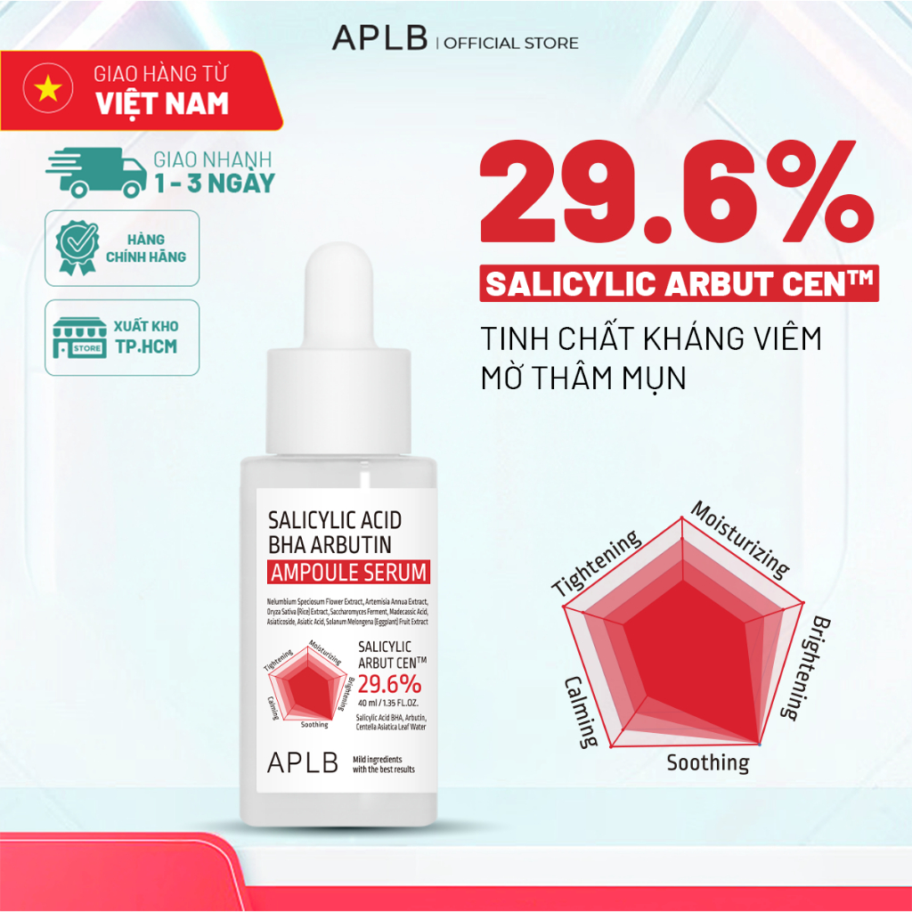APLB Serum Arbutin Giảm Thâm Nám 40ml APLB Salicylic Acid BHA Arbutin Ampoule Serum Sáng Da Mờ Thâm