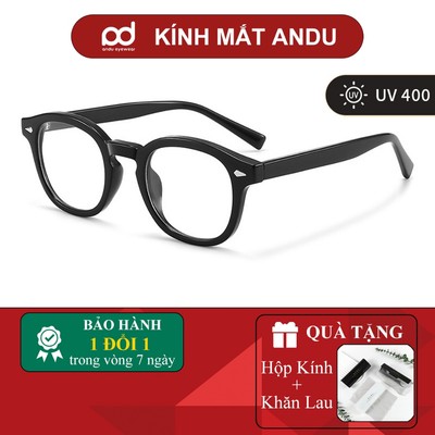 Gọng kính cận thời trang nam nữ ANDU dáng vuông cổ điển chống tia UV nhựa cốt kim loại 8641