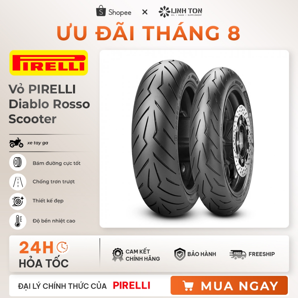 Vỏ lốp xe máy PIRELLI Diablo Rosso Scooter đủ size xe ga 100/90-10 110/70-12 120/70-12 130/70-12 100