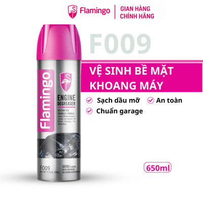 Bình Xịt Vệ Sinh Làm Sạch Khoang Máy ô tô, Mặt Máy Dạng Nước Flamingo F009 500ml – Hãng Phân Phối Chính Thức