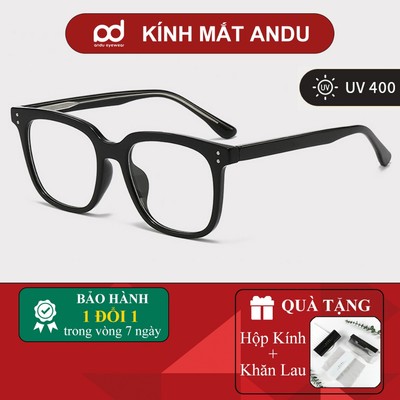 Kính thời trang nam nữ ANDU dáng vuông cổ điển chống tia UV chất liệu nhựa cốt kim loại 8627