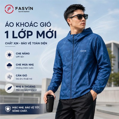 Áo Khoác Gió Nam Fasvin 01 Lớp Có Mũ Chất Liệu Cao Cấp, Cản Bụi, Cản Gió, Chống Nắng AG26706.HN