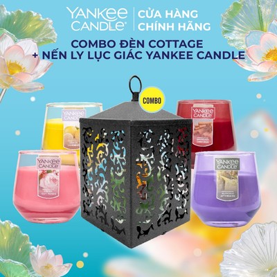 Combo đèn lồng đốt nến Cottage (dùng cho nến dưới 11cm) và nến ly lục giác sáp đậu nành 284gram từ Yankee Candle