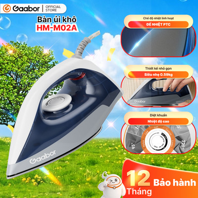 Bàn ủi khô bàn là khô Gaabor HM-M02A 1200W nhẹ điều chỉnh nhiệt độ mặt đế teflon nhanh nóng du lịch