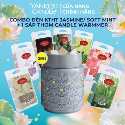 Combo Đèn Khuếch Tán Hương Thơm Jasmine/ Soft Mint và Sáp thơm Candle Warmmer từ Yankee Candle