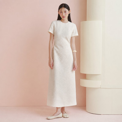 Đầm cổ tròn dáng ôm High Neck Midi Dress nữ tính nhiều màu OLV