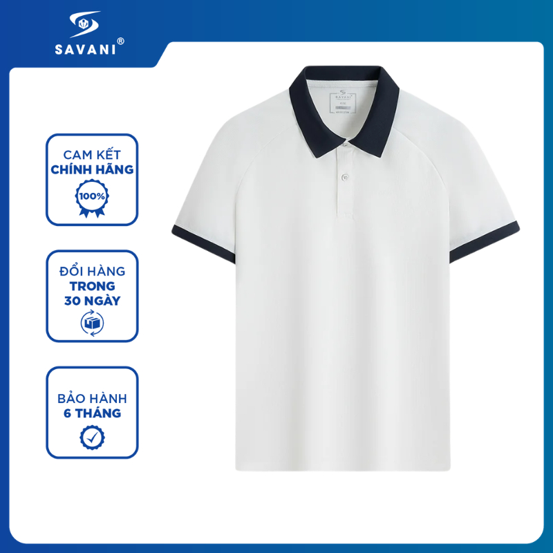 Áo Polo Nam SAVANI Tay Raglang Phối Màu, Chất Nylon Bền Màu, Thoáng Khí, Co Giãn Tốt MPSA650S6