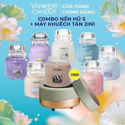 Combo Máy Khuếch Tán hương thơm 2in1 & Nến hũ Yankee Candle size S (104g)