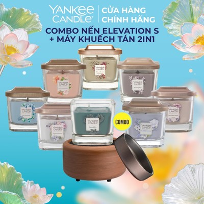 Combo Máy Khuếch Tán hương thơm 2in1 & Nến Ly Vuông Elevation Yankee Candle size S (96g)