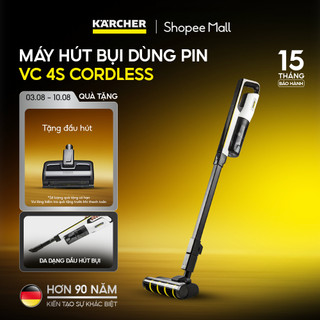 Máy hút bụi cầm tay dùng pin Lithium-ion Karcher VC 4s với đầu hút xoáy 180 độ- công suất hút 15000 Pa - màu trắng