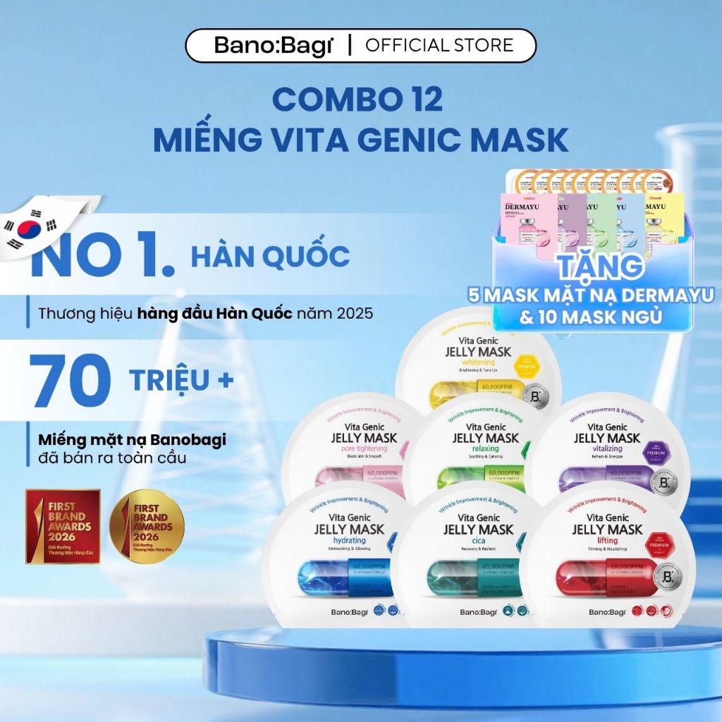 [Mua 12 Tặng 10 Mask Ngủ + 5 Mask Dermayu] COMBO 12 Mặt Nạ BANOBAGI Jelly Mask 30ml x 12