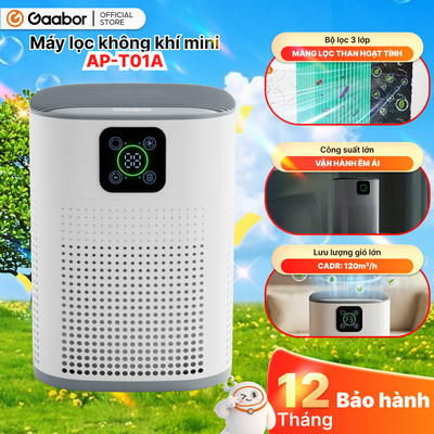 Máy lọc không khí để bàn mini Gaabor AP-T01A lọc bụi mịn PM2.5 hẹn giờ đến 9H diện tích dưới 20m2