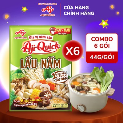 [CHÍNH HÃNG] Combo 6 Gói Gia Vị Nêm Sẵn Aji-Quick® Lẩu Nấm 44g/Gói