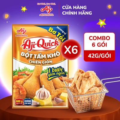 [CHÍNH HÃNG] Combo 6 Gói Aji-Quick® Bột Tẩm Khô Chiên Giòn hương vị Bơ tỏi 42g/Gói