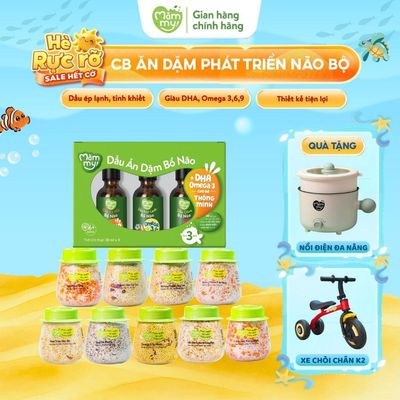 Combo Ăn Dặm Mămmy cho bé 6 tháng: set 9 hạt mix, set 3 dầu 30ml bổ sung dinh dưỡng, phát triển não bộ