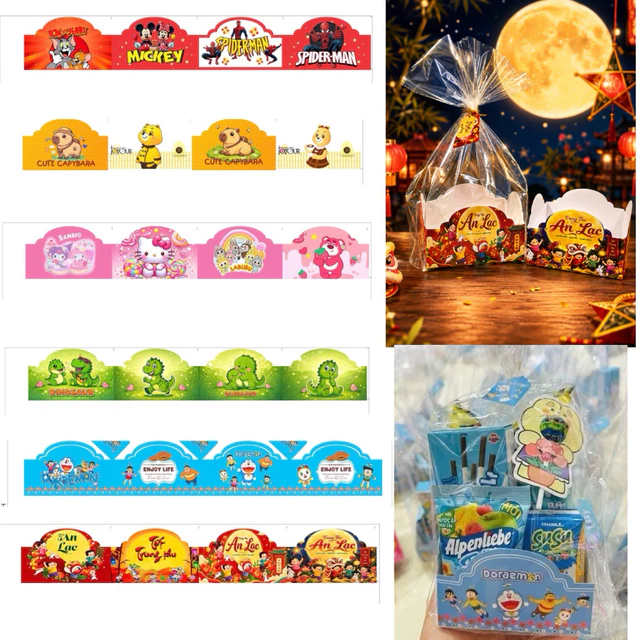 Combo 10 TÚI +  KHAY GIẤY ĐỰNG BÁNH KẸO, QUÀ TẶNG TRUNG THU, GIÁNG SINH, 1/6 cho bé