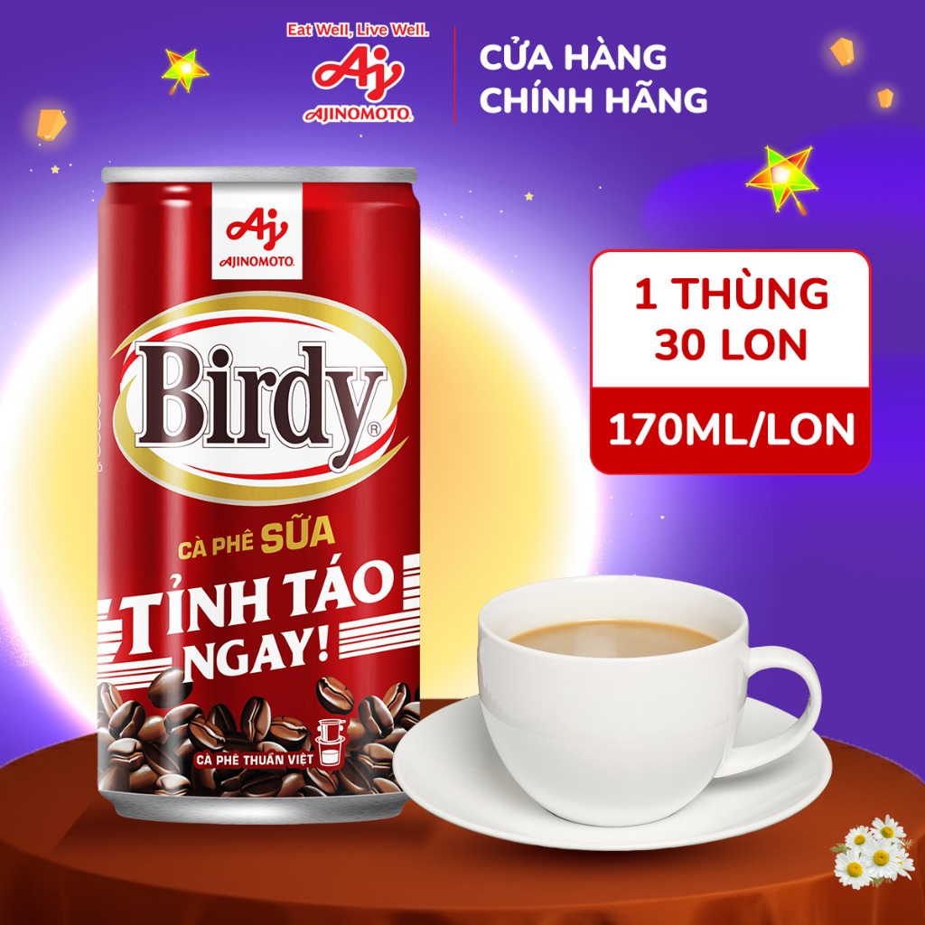 [CHÍNH HÃNG] Thùng 30 Lon Cà Phê Birdy® Sữa 170ml/Lon