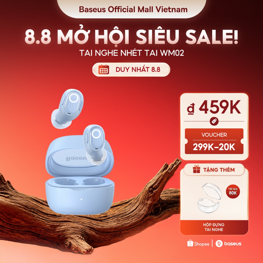 [HCM Hoả tốc] Tai Nghe Không Dây Bluetooth 5.3 Baseus WM02 / BD1 Sạc Nhanh Trong Vòng 25 Giờ  Số Cảm ứng