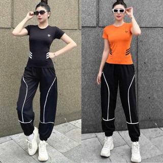 bộ thể thao nữ ,quần chất gió áo chất thun lạnh, tập zumba gym yoga aerobic (QUẦN BLING,ÁO TAM GIÁC)