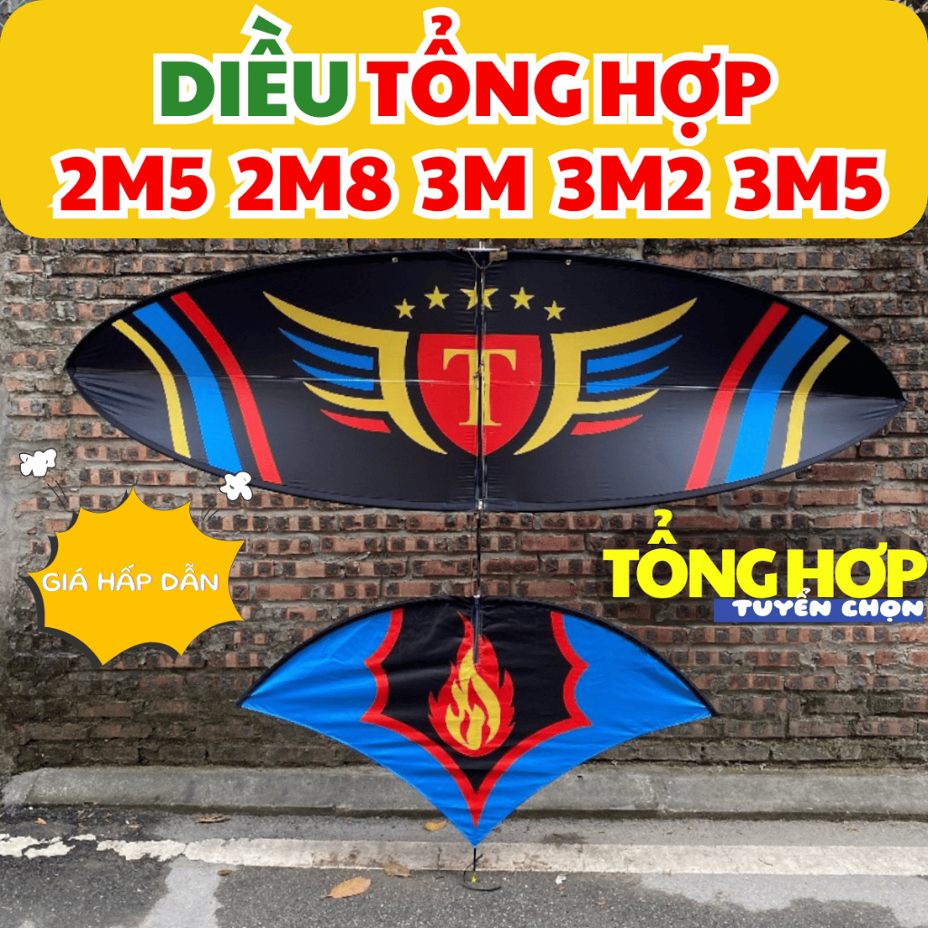 Diều sáo Vivu 2m5 2m8 3m 3m2 3m5 [KO DÂY KO SÁO] – Khung cacbon lắp ghép - Áo in nhiệt