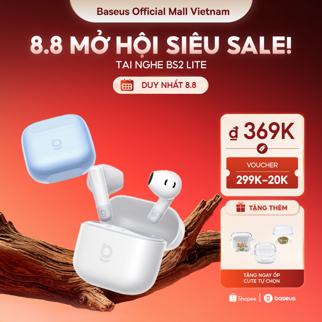 [Giá Sinh Viên - Chọn Là Mê!] Tai Nghe Baseus Bass BS2 Lite Bluetooth 6.0 &2 Mic AI Call Rõ, Nghe Nhạc, Tập Luyện Cực Đã