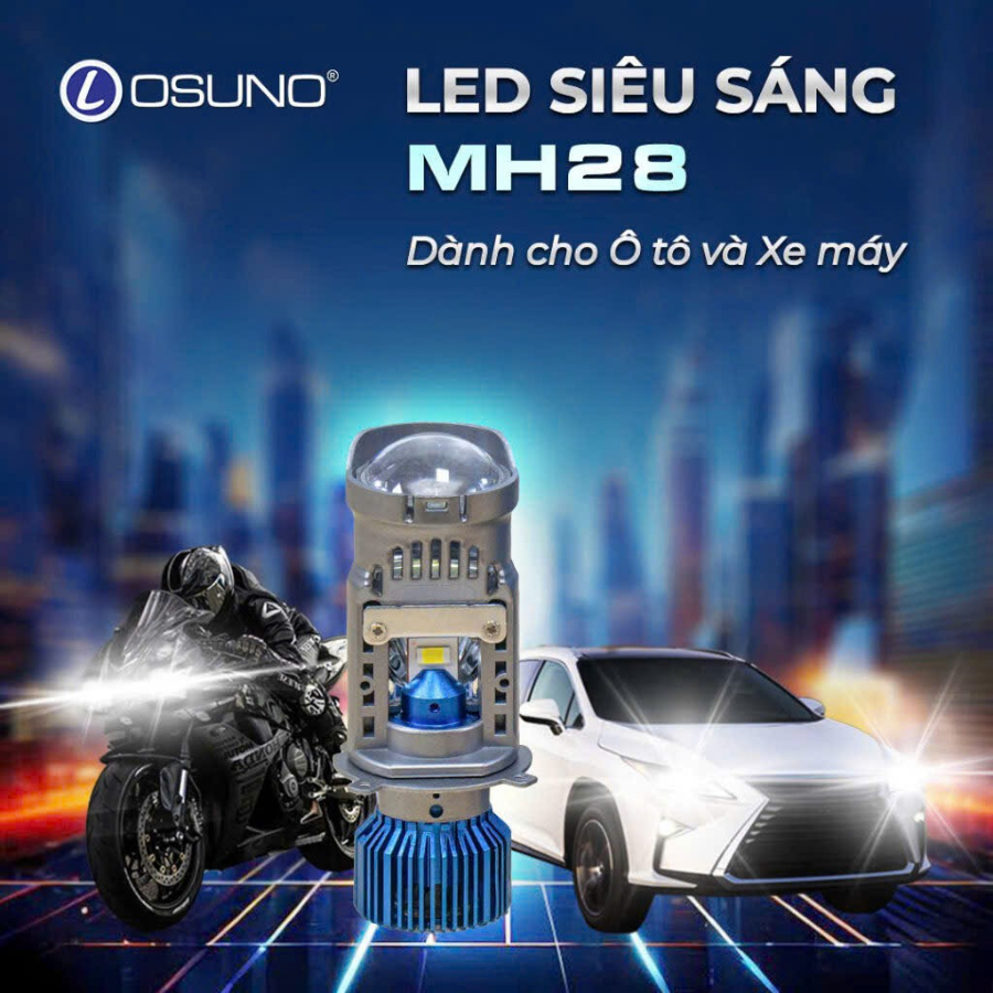 Đèn LED Siêu Sáng OSUNO MH28 35W 6500K Cho Xe Máy Ô Tô Chống Nước IP65