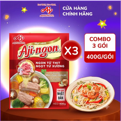 [CHÍNH HÃNG] Combo 3 Gói Hạt Nêm Aji-ngon® 400g/Gói