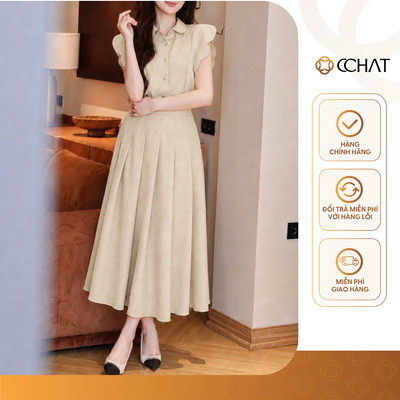 Set Đồ Nữ 𝐂𝐂𝐇𝐀𝐓 Dáng Xòe Eira Soft Tay Cánh Tiên Nhẹ Nhàng Chất Liệu Đũi Mềm Mại 16BND2067XT