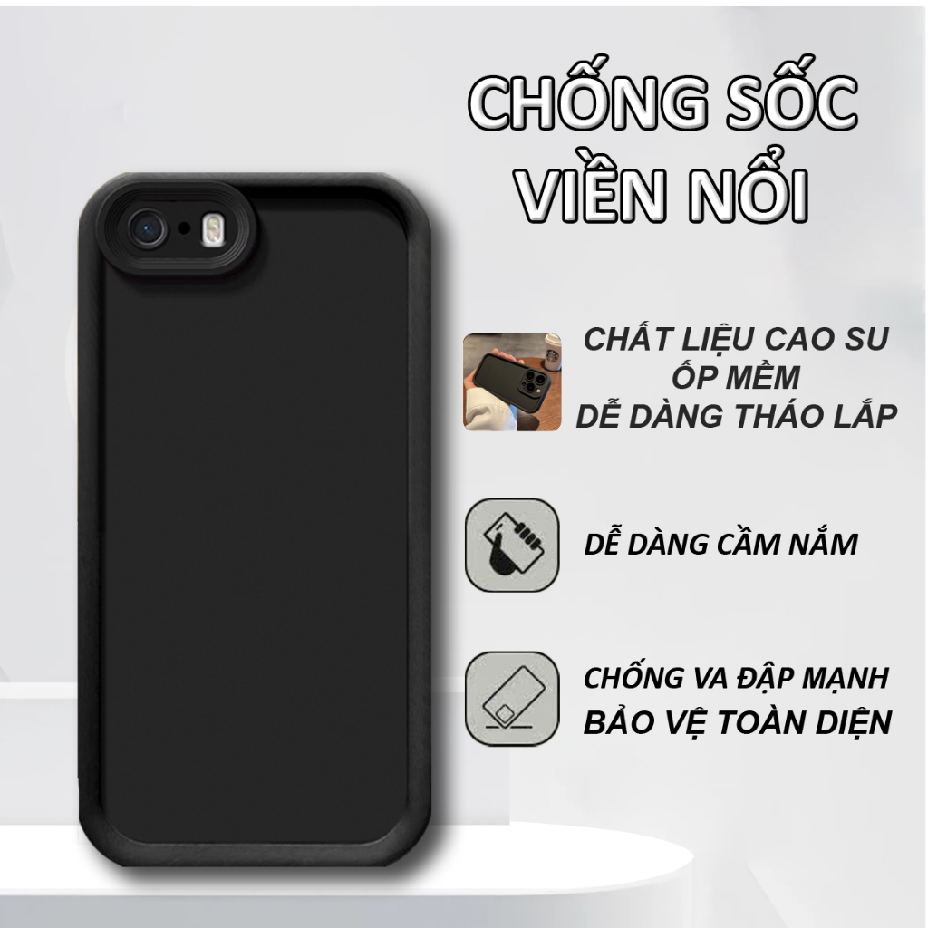 Ốp lưng IPhone 5 , 5S , 5SE , SE 2016 TPU mềm viền cao chống va đập bảo vệ toàn diện-HD STORE