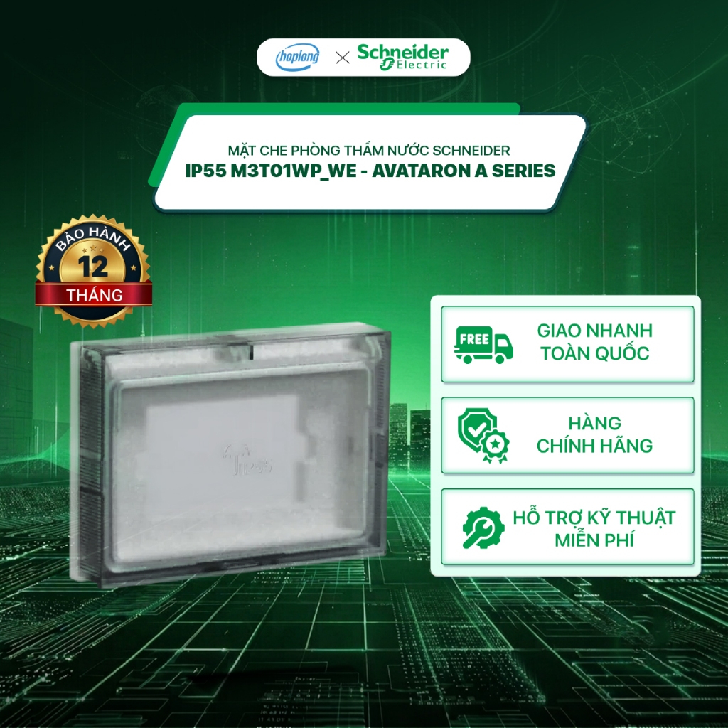 Mặt che phòng thấm nước IP55 M3T01WP_WE Schneider - AvatarOn A Series - Chính hãng
