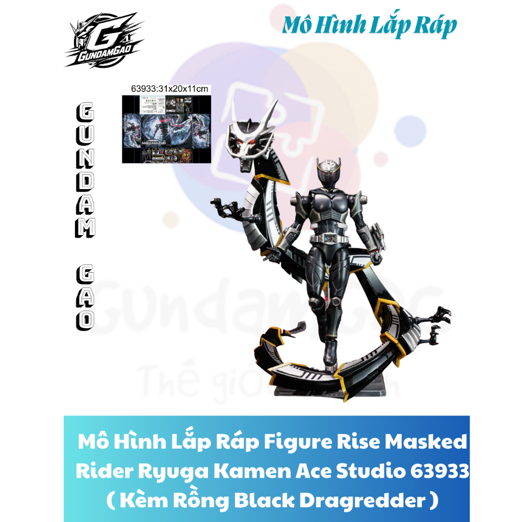 Mô Hình Lắp Ráp Figure Rise Masked Rider Ryuga Kamen Ace Studio 63933 ( Kèm Rồng Black Dragredder ) 