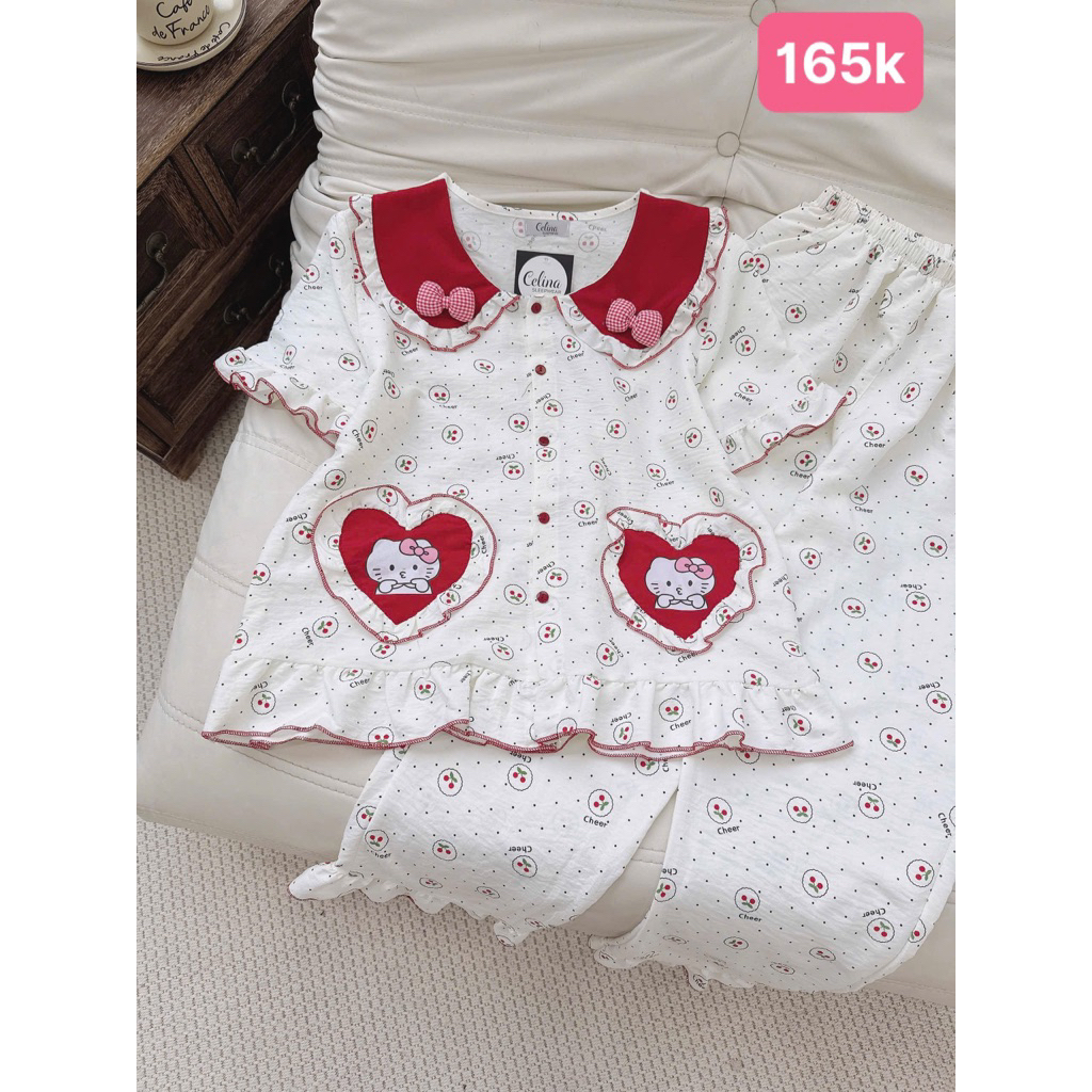 Set bộ ngủ đủi tay ngắn quần dài nhiều mẫu xinh (6364)