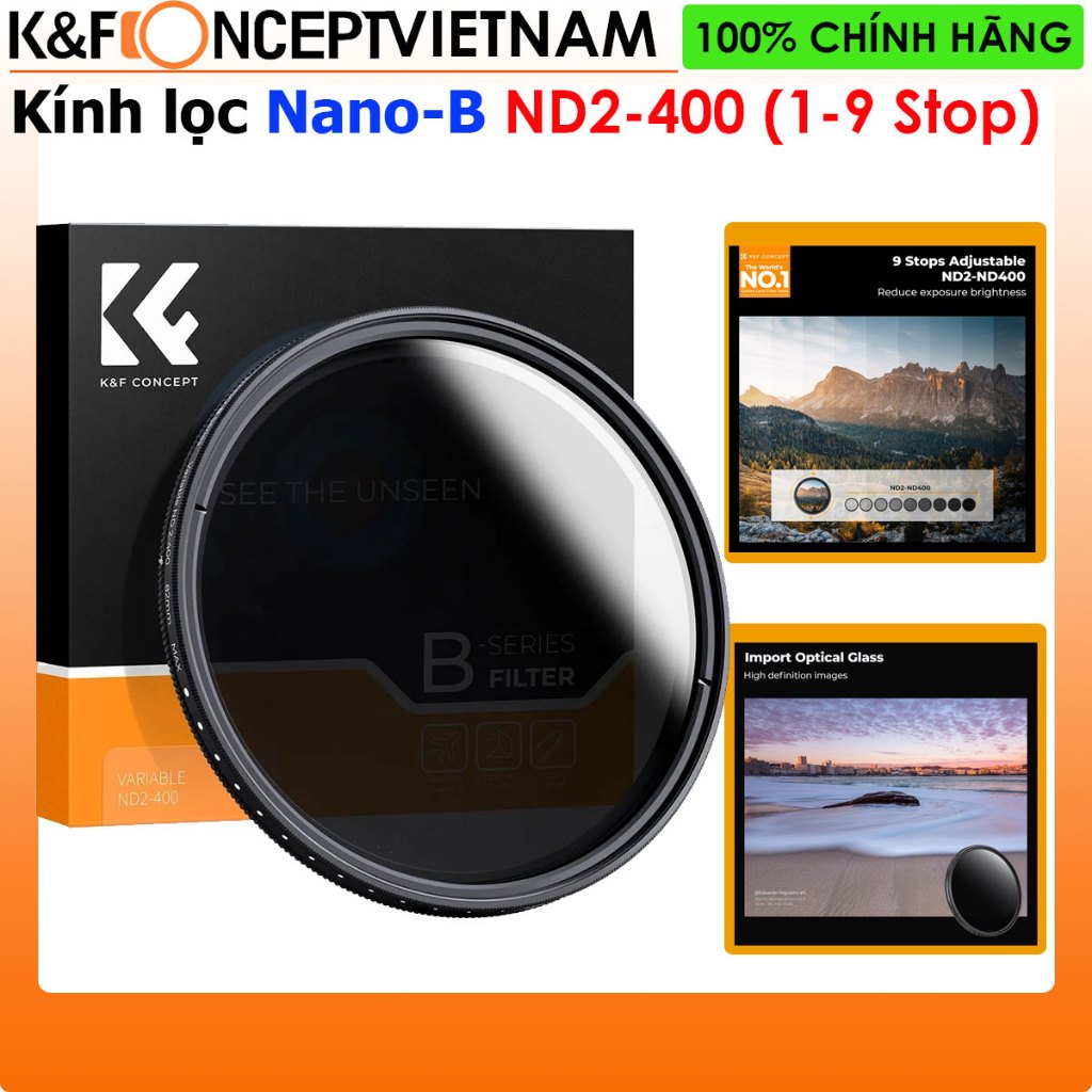 Kính lọc Filter K&F Concept Nano-B ND2-400 (Giảm 1-9 Stop)