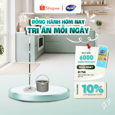 Bộ Lau Nhà Tròn MyJae Tiện Lợi Thông Minh Giặt Vắt 2 Trong 1