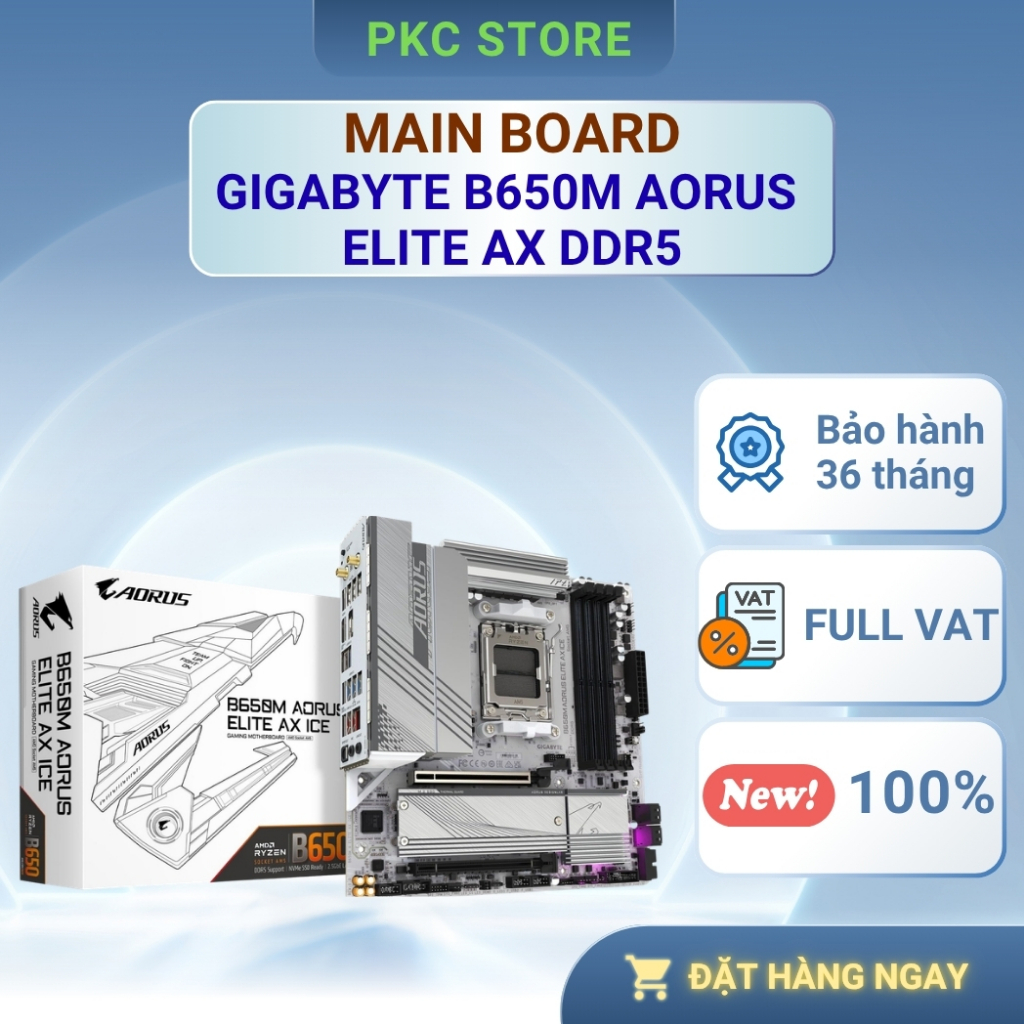 ( Full VAT ) Bo mạch chủ - Mainboard GIGABYTE B650M AORUS ELITE AX ICE ( DDR5 )