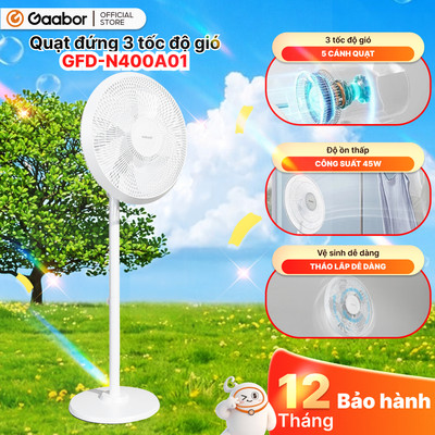 Quạt cây đứng Gaabor GFD-N400A01 xoay tự động tuần hoàn có 3 chế độ gió tùy chỉnh - Hàng chính hãng