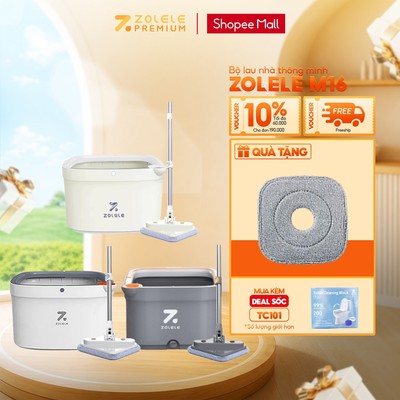 Bộ cây lau nhà ZOLELE 360 độ tự vắt 2 ngăn tách riêng nước bẩn M16 - Chính hãng