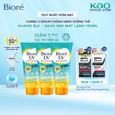 Combo 3 Serum Chống Nắng Dưỡng Thể Kháng Bụi - Sáng Mịn Mát Lạnh Biore 150ml