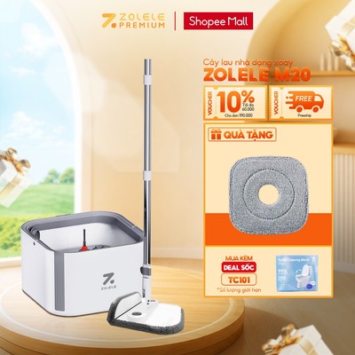 Bộ cây lau nhà ZOLELE 360 độ tự vắt 2 ngăn tách riêng nước bẩn M20 lau mọi góc ngách bụi bẩn
