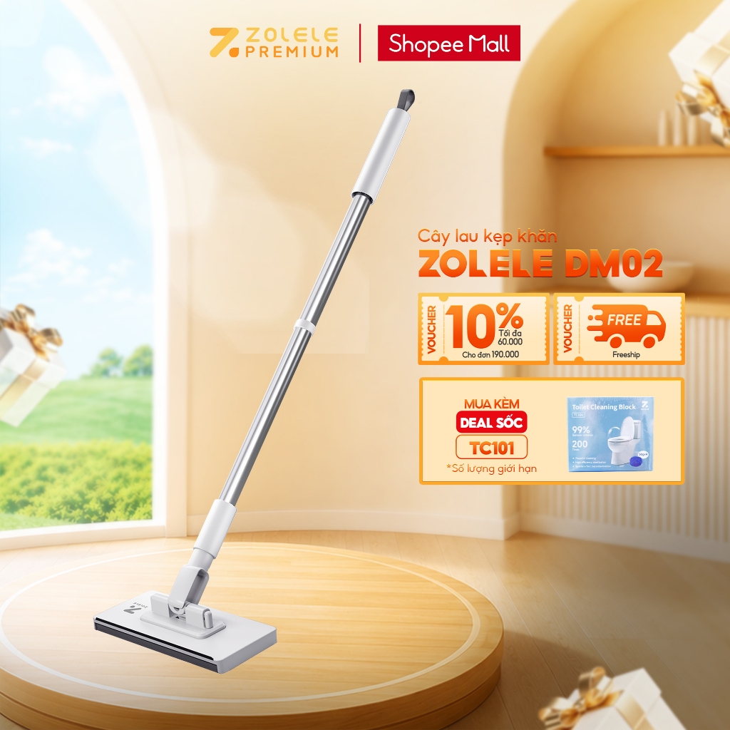 Cây lau kẹp khăn lười đa năng Zolele DM02 dùng 1 lần lau bụi mịn các bề mặt