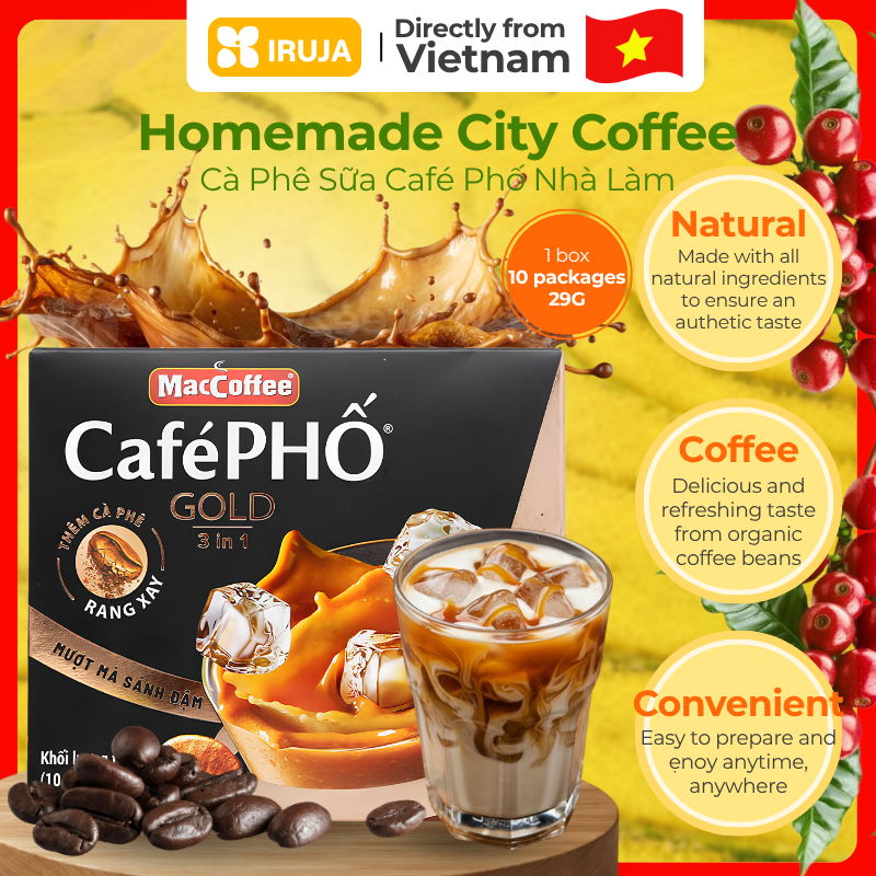 [IRUJA] Vietnam Cà phê Café Phố Gold 3in1 MacCoffee 290G