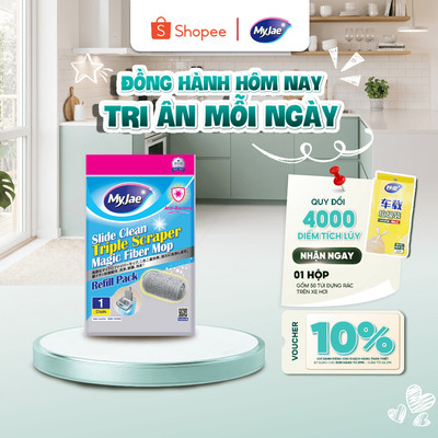 (Chọn Loại) Bông Lau Thay Thế MyJae Sợi Microfiber Dành Cho Cây Lau Nhà Tự Vắt 33cm x 12cm [thùng xám]